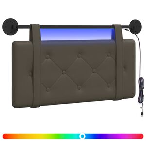 vidaXL Tăblie de pat suspendată Cu lumină LED Gri Piele artificială