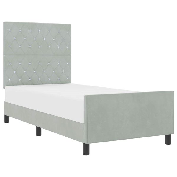 vidaXL Pat cu arcuri cu headboard Gri deschis 100 x 200 cm Catifea