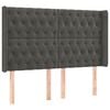 vidaXL Tăblie de pat cu aripioare gri &icirc;nchis 147x16x118/128 cm catifea