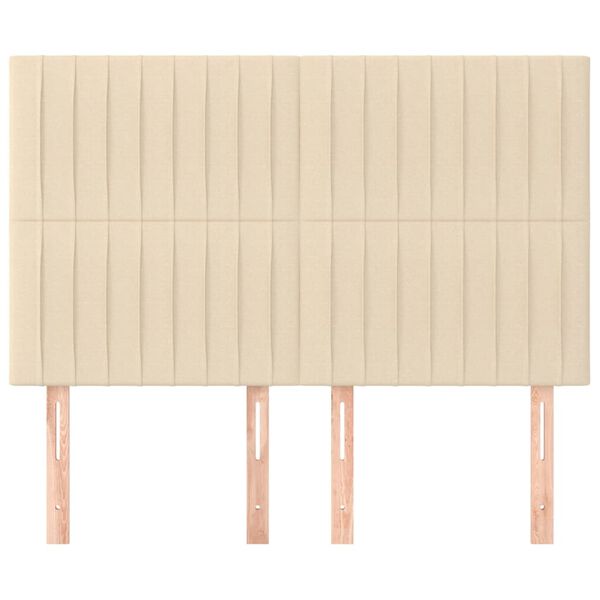 vidaXL Tăblie de pat crem 144x5x118/128 cm, material textil