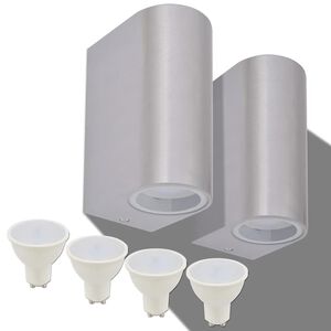 vidaXL Corp iluminat LED perete exterior 2 buc, rotund, sus/jos