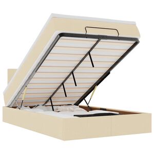 vidaXL Cadru de pat otoman cu saltea crem 120x200cm stofa