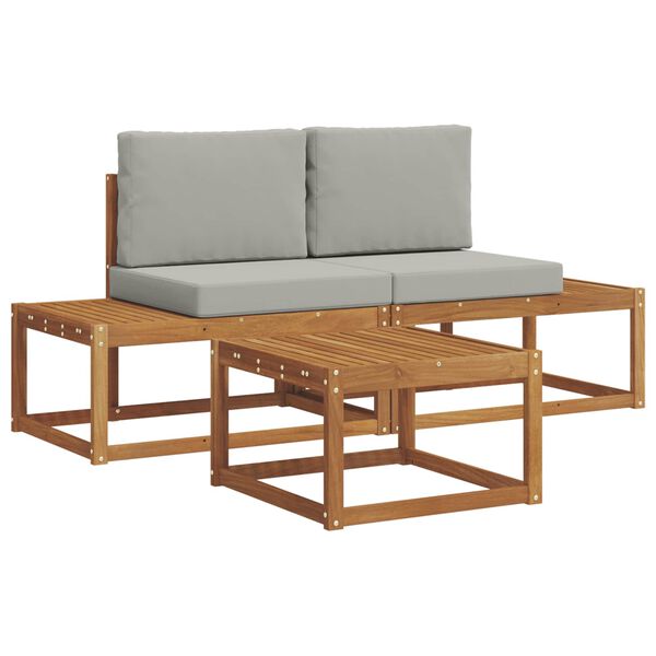 vidaXL Set de canapele de exterior cu pernă 3 pcs natural