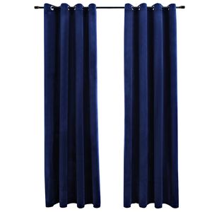 vidaXL Draperii opace & inele 2 buc. albastru &icirc;nchis 140x175cm catifea