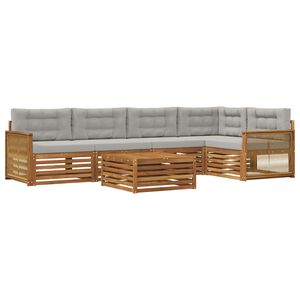 vidaXL Set de canapele de exterior 6 pcs Natural și gri deschis