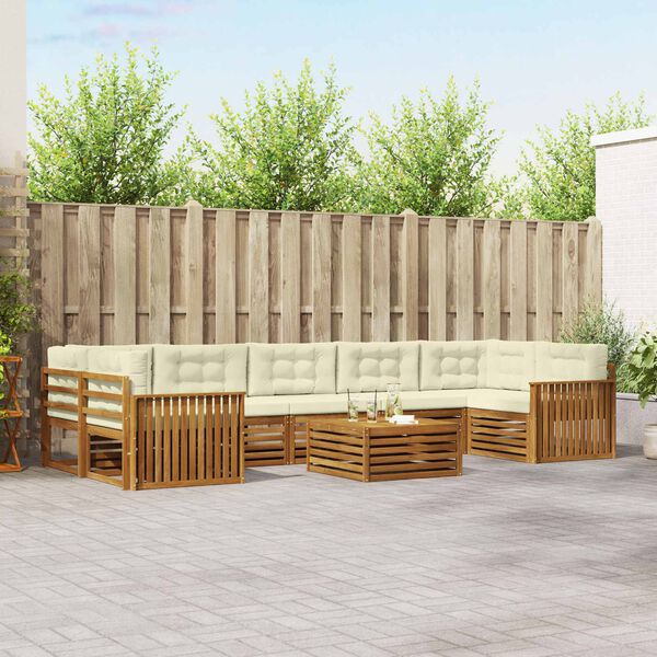 vidaXL Set de canapele de exterior cu pernă 8 pcs Natural și Crem