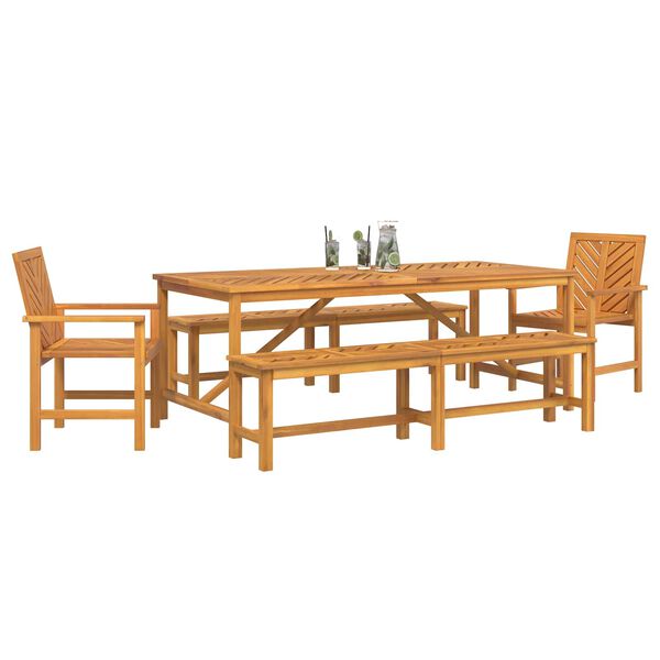 vidaXL Set de masă pentru grădină 5 pcs Maro Lemn Solid de Acacia