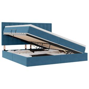 vidaXL Pat cu saltea și LED Albastru &icirc;nchis 200 x 200 cm Catifea