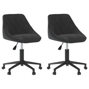 vidaXL Scaune de bucătărie pivotante, 2 buc., negru, catifea