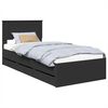 vidaXL Cadru de pat cu sertar Negru 75 x 190 cm Lemn Ingineresc