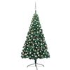 vidaXL Jumătate brad Crăciun artificial cu set globuri verde 180 cm