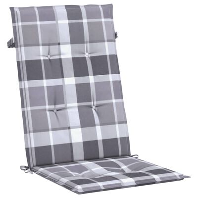 vidaXL Perne scaun spătar înalt, 4 buc. gri carouri 120x50x3 cm textil