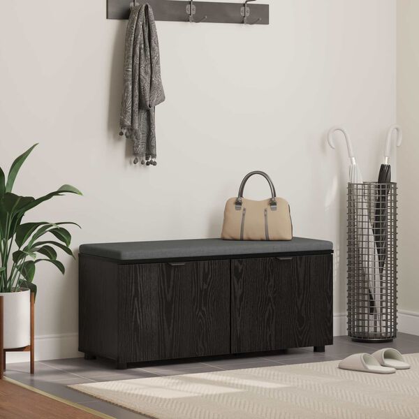 vidaXL Bancă pentru hol cu pernă cu ușă Stejar Negru 100 x 38 x 46 cm