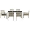 vidaXL Set de masă pentru grădină 7 pcs Gri deschis poliratan