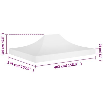 vidaXL Acoperiș pentru cort de petrecere, alb, 4 x 3 m, 270 g/m²
