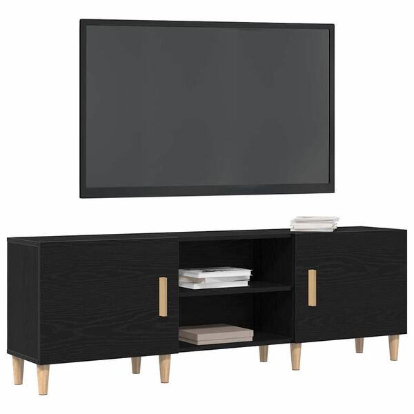 vidaXL Cabinet TV Stejar Negru 150 x 30 x 50 cm Lemn compozit
