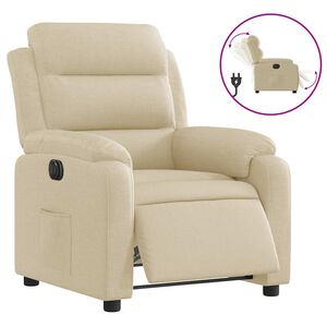 vidaXL Fotoliu rabatabil electric, crem, material textil