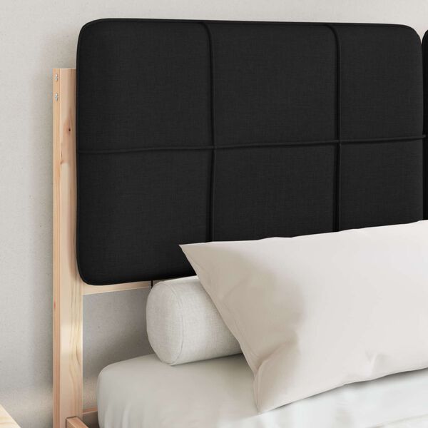 vidaXL Cadru de pat cu tăblie tapițată cu headboard Negru 150 x 200 cm