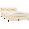vidaXL Pat box spring cu saltea, crem, 140x200 cm, textil