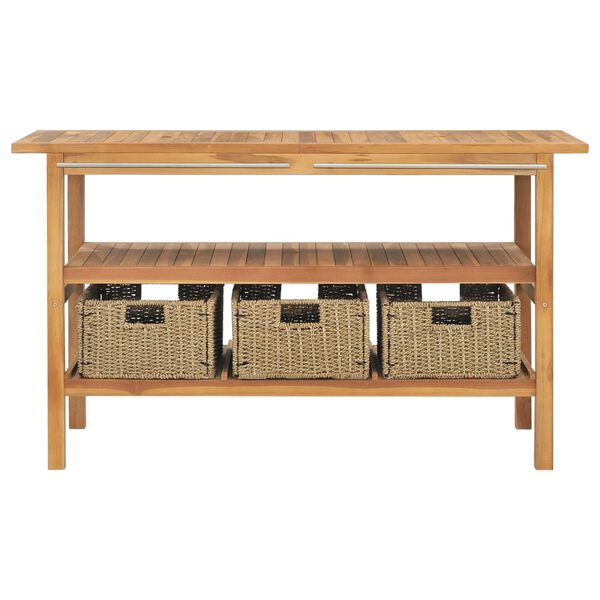 vidaXL Dulap de baie cu chiuvete din marmură, crem, lemn masiv tec