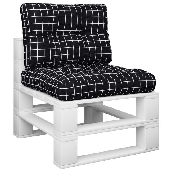 vidaXL Perne de paleți, 2 buc., negru carouri, textil