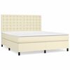vidaXL Pat box spring cu saltea, crem, 160x200 cm, piele ecologică