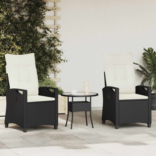 vidaXL Scaun pentru Grădină 2 pcs Negru și Crem 56 x 60 x 112 cm