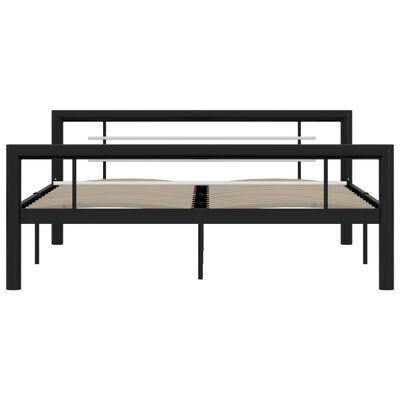 vidaXL Cadru de pat, negru și alb, 160 x 200 cm, metal