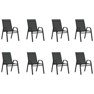 vidaXL Set mobilier de grădină, 9 piese, negru
