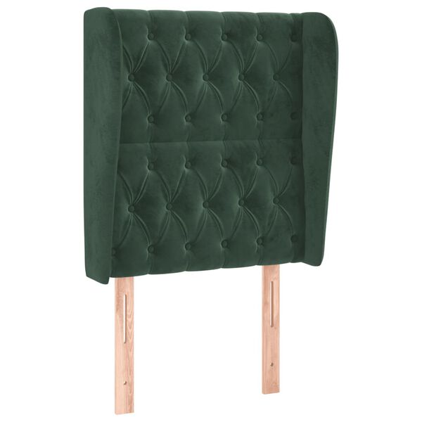 vidaXL Tăblie pat cu aripioare verde închis 83x23x118/128 cm catifea