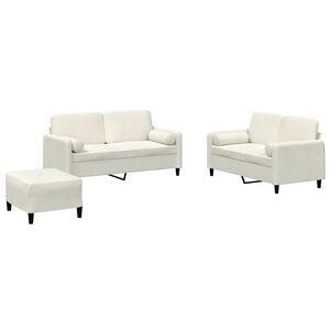 vidaXL Set de canapele cu perne, 3 piese, crem, catifea