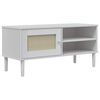 vidaXL Comodă TV SENJA aspect ratan alb, 106x40x49 cm, lemn masiv pin