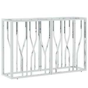 vidaXL Masă consolă, 110x30x70 cm, oțel inoxidabil și sticlă