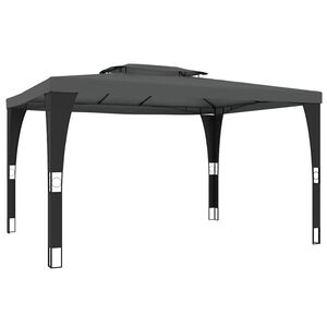 vidaXL Foișor cu acoperiș dublu, antracit, 3,98x2,98 m, oțel