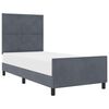 vidaXL Pat cu arcuri cu headboard Gri &icirc;nchis 90 x 200 cm Catifea