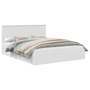 vidaXL Pat cu storage cu headboard Alb 160 x 200 cm Lemn compozit