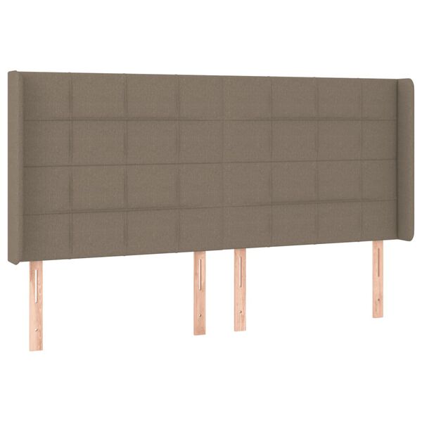 vidaXL Tăblie de pat cu LED, gri taupe, 203x16x118/128 cm, textil