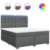 vidaXL Pat box spring cu saltea, gri &icirc;nchis, 180x200 cm, textil