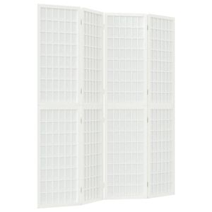 vidaXL Paravan pliabil cu 4 panouri, stil japonez, alb, 160x170 cm