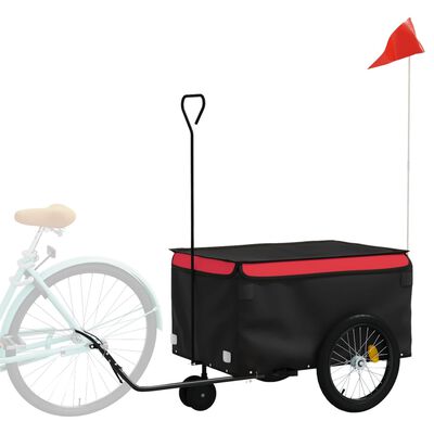 vidaXL Remorcă pentru biciclete, negru și roșu, 30 kg, fier