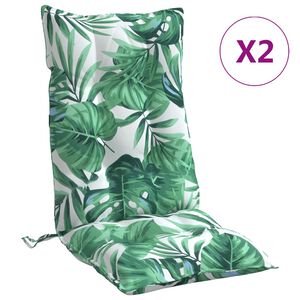 vidaXL Perne de scaun spătar &icirc;nalt, 2 buc, model frunze, textil Oxford