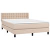 vidaXL Pat box spring cu saltea, cappuccino, 140x190cm piele ecologică