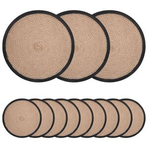 vidaXL Placemeti din iută 12 buc. Natural și Negru 100% Iută Tossa