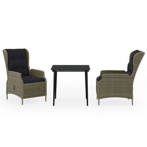 vidaXL Set mobilier de grădină, 3 piese, maro