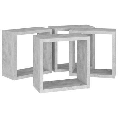 vidaXL Rafturi de perete cub, 4 buc., gri beton, 30x15x30 cm
