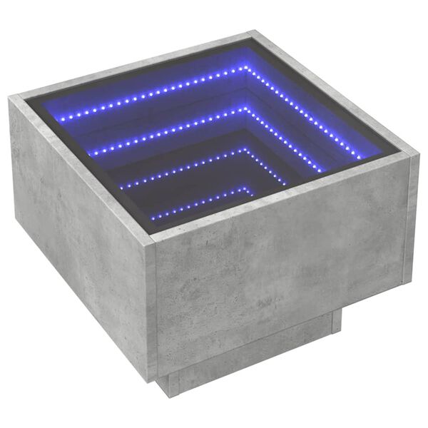 vidaXL Masă laterală cu LED, gri beton, 40x40x30 cm, lemn prelucrat