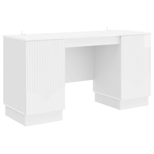 vidaXL Birou Alb foarte lucios 142,5 x 50 x 75 cm Lemn prelucrat