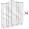vidaXL Coșuri gabion arcuite, 15 buc 200x50x200/220cm, fier galvanizat