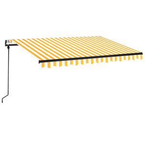 vidaXL Copertină retractabilă automat, galben și alb, 350x250 cm