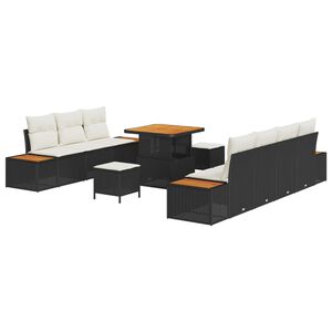 vidaXL Set de canapele pentru grădină 10 pcs Negru Rattan poli